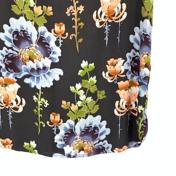 LOFT Cap Sleeve Blouse Womens Size Small Black Multicolor Floral Print - Picture 4 of 8
